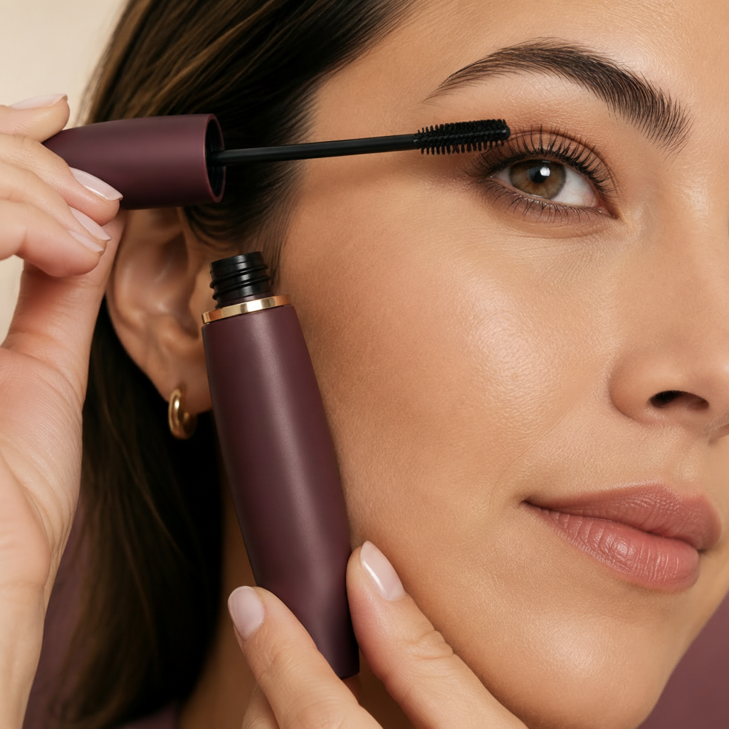 Trinidy MK Cloud Lash Tubing Mascara featured in a close eye-makeup application scene
