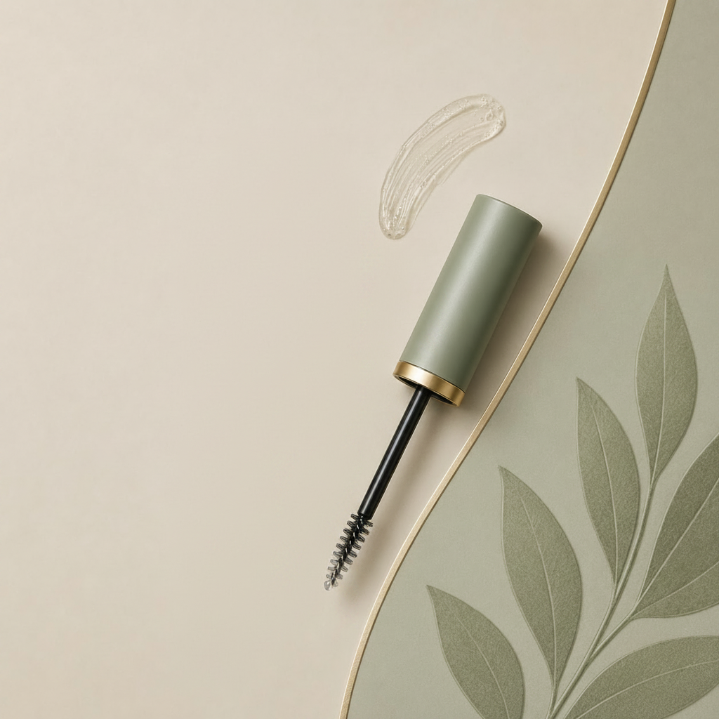 Trinidy MK Brow Veil Sculpting Gel arranged with the grooming spoolie in a clean editorial scene