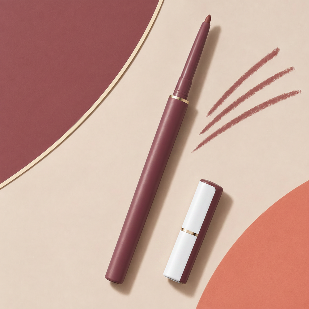 Trinidy MK Velvet Trace Lip Liner arranged beside precise graphic lip-color swatches