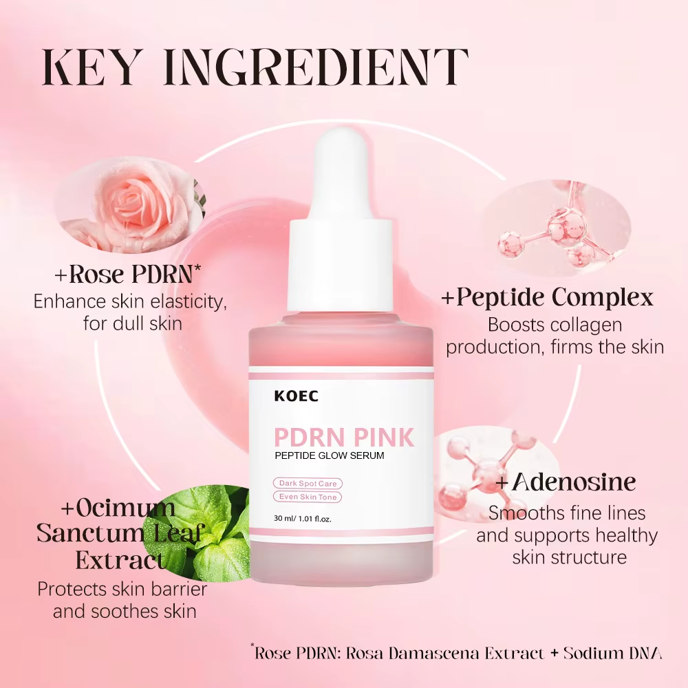 KOEC Pink PDRN serum key ingredient graphic